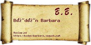 Bódán Barbara névjegykártya